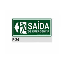 PLACA DE IDENTIFICAÇÃO - SAÍDA DE EMERGÊNCIA A ESQUERDA F-24 12X28